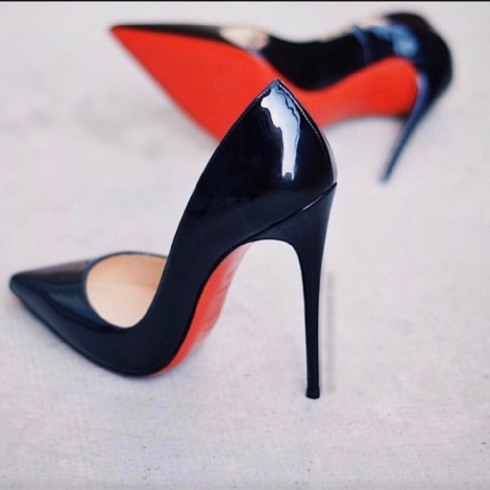 So Kate Christian Louboutins 120 Black Patent 37.5/7.5 Heels